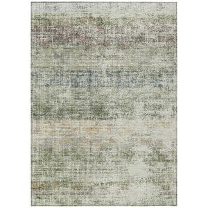 HomeRoots 9' X 12' Olive Green, Beige & Brown Striped Area Rug - Durable, Washable for Indoor/Outdoor Use! 689989