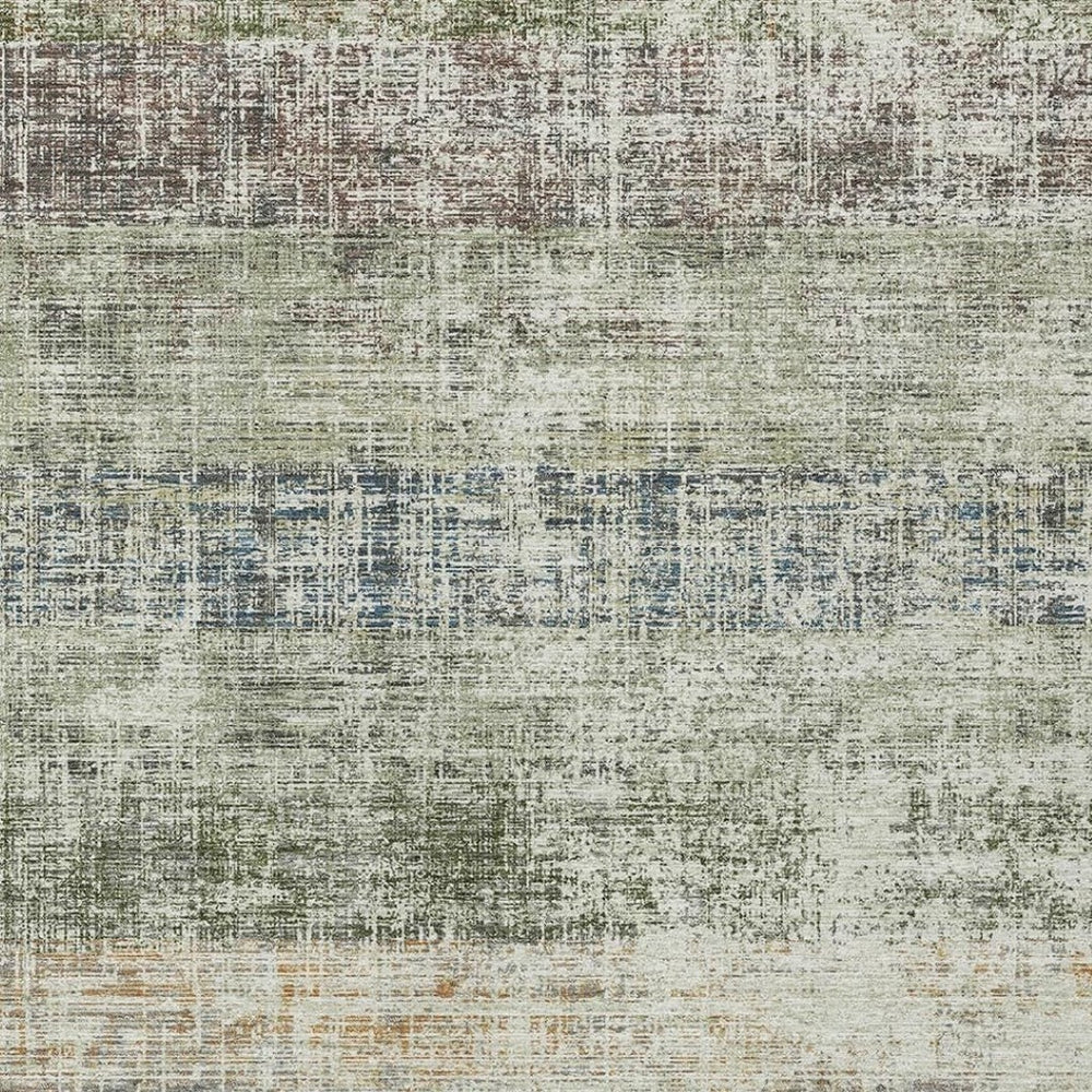 HomeRoots 10' Washable Striped Area Rug in Olive Green, Beige & Brown – Durable Indoor/Outdoor Style & Easy Care 689990