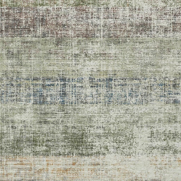 HomeRoots 10' Washable Striped Area Rug in Olive Green, Beige & Brown – Durable Indoor/Outdoor Style & Easy Care 689990