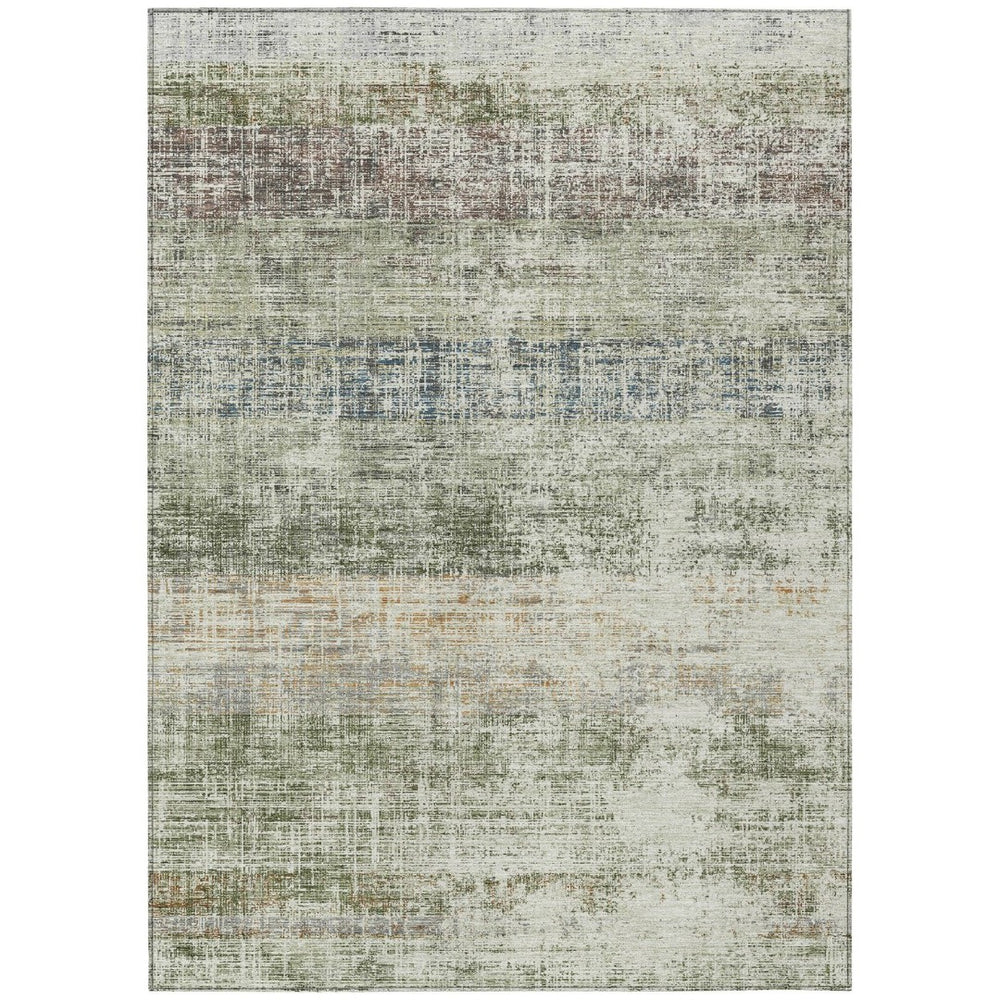 HomeRoots 10' Washable Striped Area Rug in Olive Green, Beige & Brown – Durable Indoor/Outdoor Style & Easy Care 689990