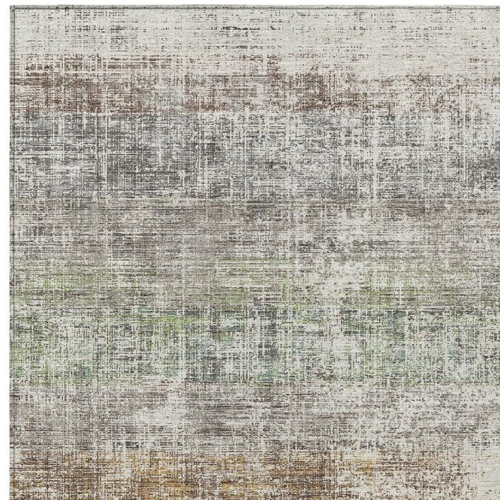 HomeRoots 5' X 8' Beige and Brown Striped Washable Area Rug for Indoor & Outdoor Use – Durable & Stylish! 689992