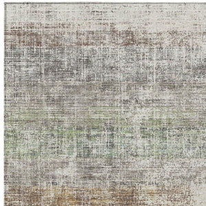 HomeRoots 5' X 8' Beige and Brown Striped Washable Area Rug for Indoor & Outdoor Use – Durable & Stylish! 689992