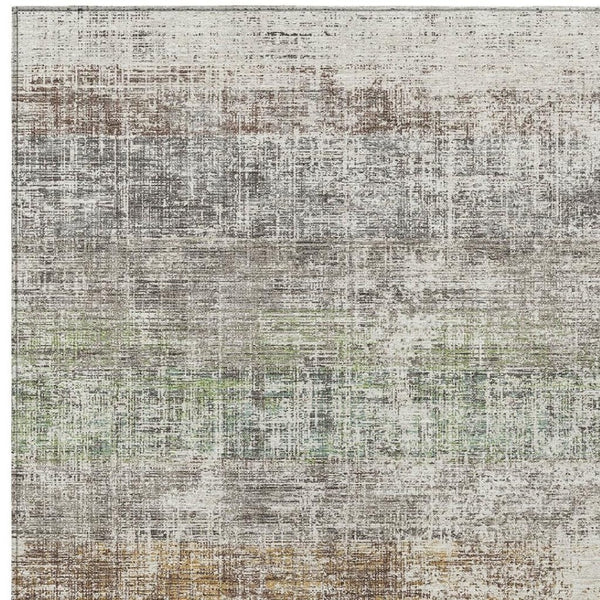 HomeRoots 5' X 8' Beige and Brown Striped Washable Area Rug for Indoor & Outdoor Use – Durable & Stylish! 689992