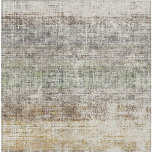 HomeRoots 5' X 8' Beige and Brown Striped Washable Area Rug for Indoor & Outdoor Use – Durable & Stylish! 689992