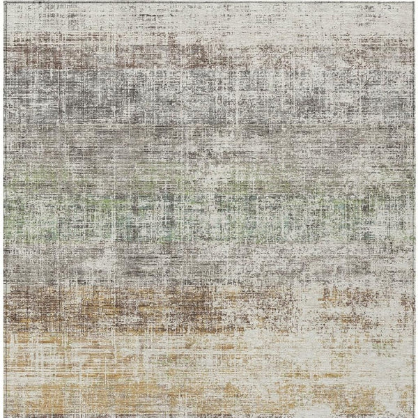 HomeRoots 5' X 8' Beige and Brown Striped Washable Area Rug for Indoor & Outdoor Use – Durable & Stylish! 689992