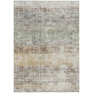 HomeRoots 5' X 8' Beige and Brown Striped Washable Area Rug for Indoor & Outdoor Use – Durable & Stylish! 689992