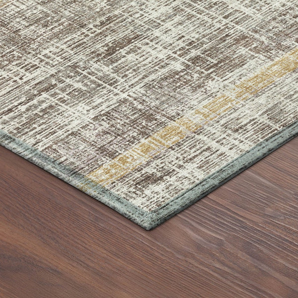 HomeRoots 8' Round Beige and Brown Striped Washable Area Rug – Stylish, Durable, Indoor/Outdoor Comfort! 689993