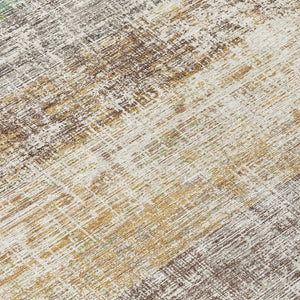 HomeRoots 8' Round Beige and Brown Striped Washable Area Rug – Stylish, Durable, Indoor/Outdoor Comfort! 689993