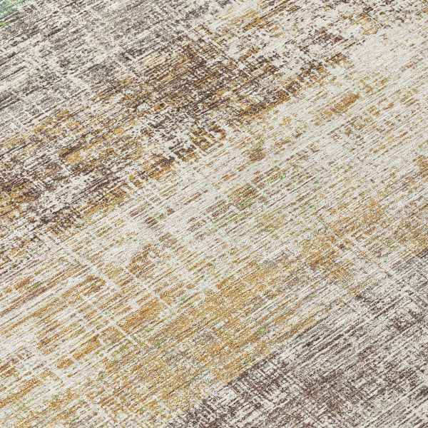 HomeRoots 8' Round Beige and Brown Striped Washable Area Rug – Stylish, Durable, Indoor/Outdoor Comfort! 689993