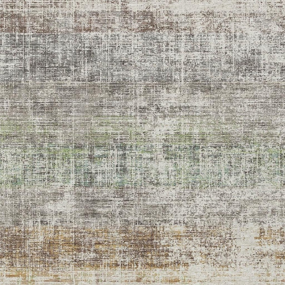 HomeRoots 8' Beige and Brown Striped Rug - Durable, Washable Indoor/Outdoor Area Rug for High-Traffic Spaces 689994