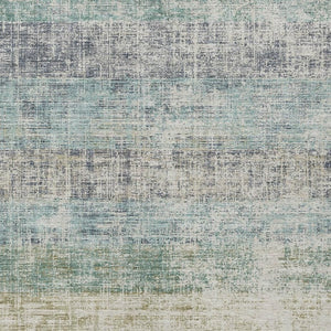 HomeRoots 5' Stylish Teal Blue and Beige Striped Washable Area Rug for Indoor/Outdoor Use, Stain-Resistant 689998
