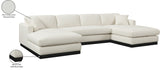 Johanna Cream Linen Textured Fabric 3-Piece Sectional 689Cream-Sectional Meridian Furniture