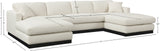 Johanna Cream Linen Textured Fabric 3-Piece Sectional 689Cream-Sectional Meridian Furniture