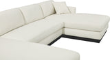 Johanna Cream Linen Textured Fabric 3-Piece Sectional 689Cream-Sectional Meridian Furniture