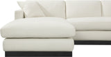 Johanna Cream Linen Textured Fabric 3-Piece Sectional 689Cream-Sectional Meridian Furniture