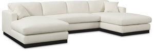 Johanna Cream Linen Textured Fabric 3-Piece Sectional 689Cream-Sectional Meridian Furniture