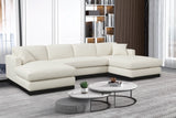 Johanna Cream Linen Textured Fabric 3-Piece Sectional 689Cream-Sectional Meridian Furniture