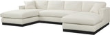 Johanna Cream Linen Textured Fabric 3-Piece Sectional 689Cream-Sectional Meridian Furniture