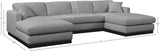 Johanna Grey Linen Textured Fabric 3-Piece Sectional 689Grey-Sectional Meridian Furniture