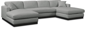 Johanna Grey Linen Textured Fabric 3-Piece Sectional 689Grey-Sectional Meridian Furniture