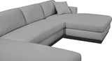 Johanna Grey Linen Textured Fabric 3-Piece Sectional 689Grey-Sectional Meridian Furniture