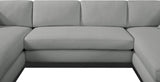 Johanna Grey Linen Textured Fabric 3-Piece Sectional 689Grey-Sectional Meridian Furniture