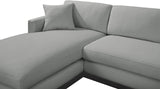 Johanna Grey Linen Textured Fabric 3-Piece Sectional 689Grey-Sectional Meridian Furniture