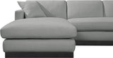 Johanna Grey Linen Textured Fabric 3-Piece Sectional 689Grey-Sectional Meridian Furniture