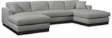 Johanna Grey Linen Textured Fabric 3-Piece Sectional 689Grey-Sectional Meridian Furniture