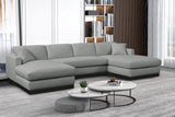 Johanna Grey Linen Textured Fabric 3-Piece Sectional 689Grey-Sectional Meridian Furniture