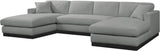 Johanna Grey Linen Textured Fabric 3-Piece Sectional 689Grey-Sectional Meridian Furniture