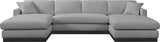 Johanna Grey Linen Textured Fabric 3-Piece Sectional 689Grey-Sectional Meridian Furniture