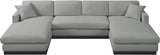 Johanna Grey Linen Textured Fabric 3-Piece Sectional 689Grey-Sectional Meridian Furniture