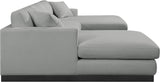 Johanna Grey Linen Textured Fabric 3-Piece Sectional 689Grey-Sectional Meridian Furniture