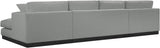 Johanna Grey Linen Textured Fabric 3-Piece Sectional 689Grey-Sectional Meridian Furniture