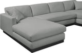 Johanna Grey Linen Textured Fabric 3-Piece Sectional 689Grey-Sectional Meridian Furniture