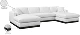 Johanna White Linen Textured Fabric 3-Piece Sectional 689White-Sectional Meridian Furniture