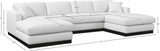 Johanna White Linen Textured Fabric 3-Piece Sectional 689White-Sectional Meridian Furniture