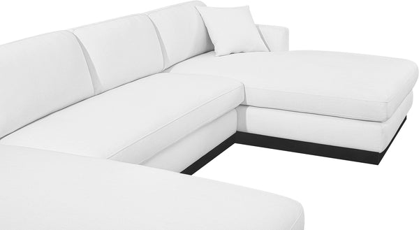 Johanna White Linen Textured Fabric 3-Piece Sectional 689White-Sectional Meridian Furniture