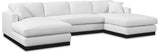 Johanna White Linen Textured Fabric 3-Piece Sectional 689White-Sectional Meridian Furniture