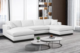 Johanna White Linen Textured Fabric 3-Piece Sectional 689White-Sectional Meridian Furniture