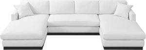 Johanna White Linen Textured Fabric 3-Piece Sectional 689White-Sectional Meridian Furniture