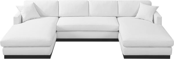 Johanna White Linen Textured Fabric 3-Piece Sectional 689White-Sectional Meridian Furniture