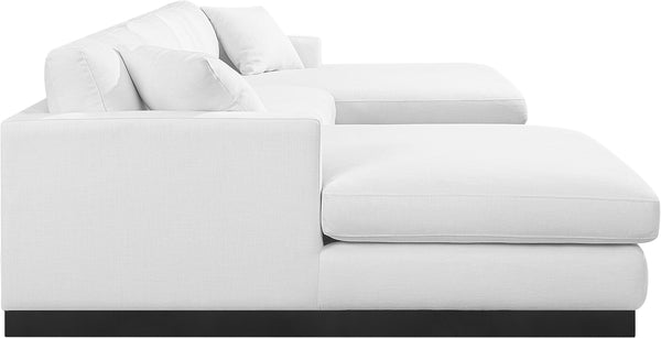 Johanna White Linen Textured Fabric 3-Piece Sectional 689White-Sectional Meridian Furniture
