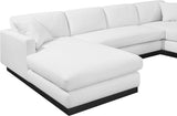 Johanna White Linen Textured Fabric 3-Piece Sectional 689White-Sectional Meridian Furniture