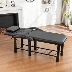 English Elm Professional Spa Treatment Bed with Pu Leather Cushion Steel Frame and Storage Shelf W1422P365689