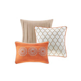 Madison Park Tangiers Global Inspired 6 Piece Reversible Quilt Set with Throw Pillows MP13-1524 Orange