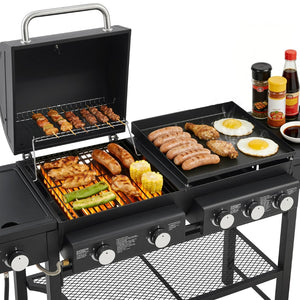 English Elm All-in-one Propane Grill Griddle Combo 745 Sq in 56000 Btu Backyard Cooker W1820P361752