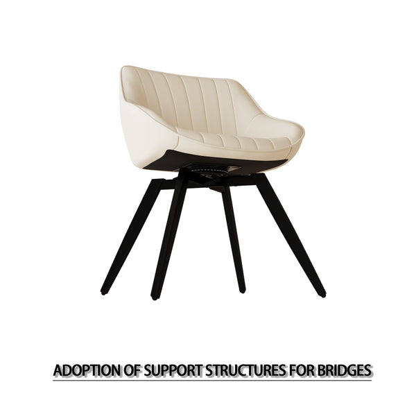 English Elm 63" Timeless Cream Mdf Dining Table Set With 4 Beige Pu Chairs & Black Metal Legs For Home Use W2189S00761