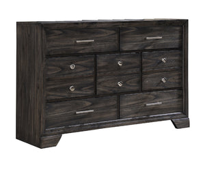 English Elm 1pc Modern Geometric Chest of Drawers with High-Gloss Finish, Sleek Hardware, Spacious Storage and Style Gray 61.14 L x 19.09 W x 40.94 H B2741P326135